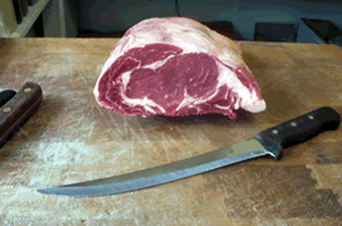 A rib eye steak