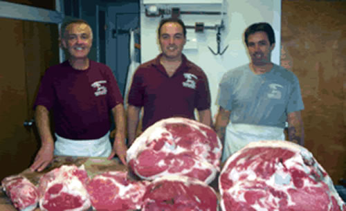 Prime beef being readied and broken down by hand